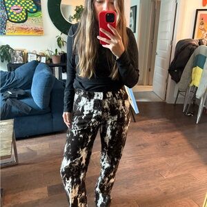 Massimo Dutti Black & White Straight-Leg Pants